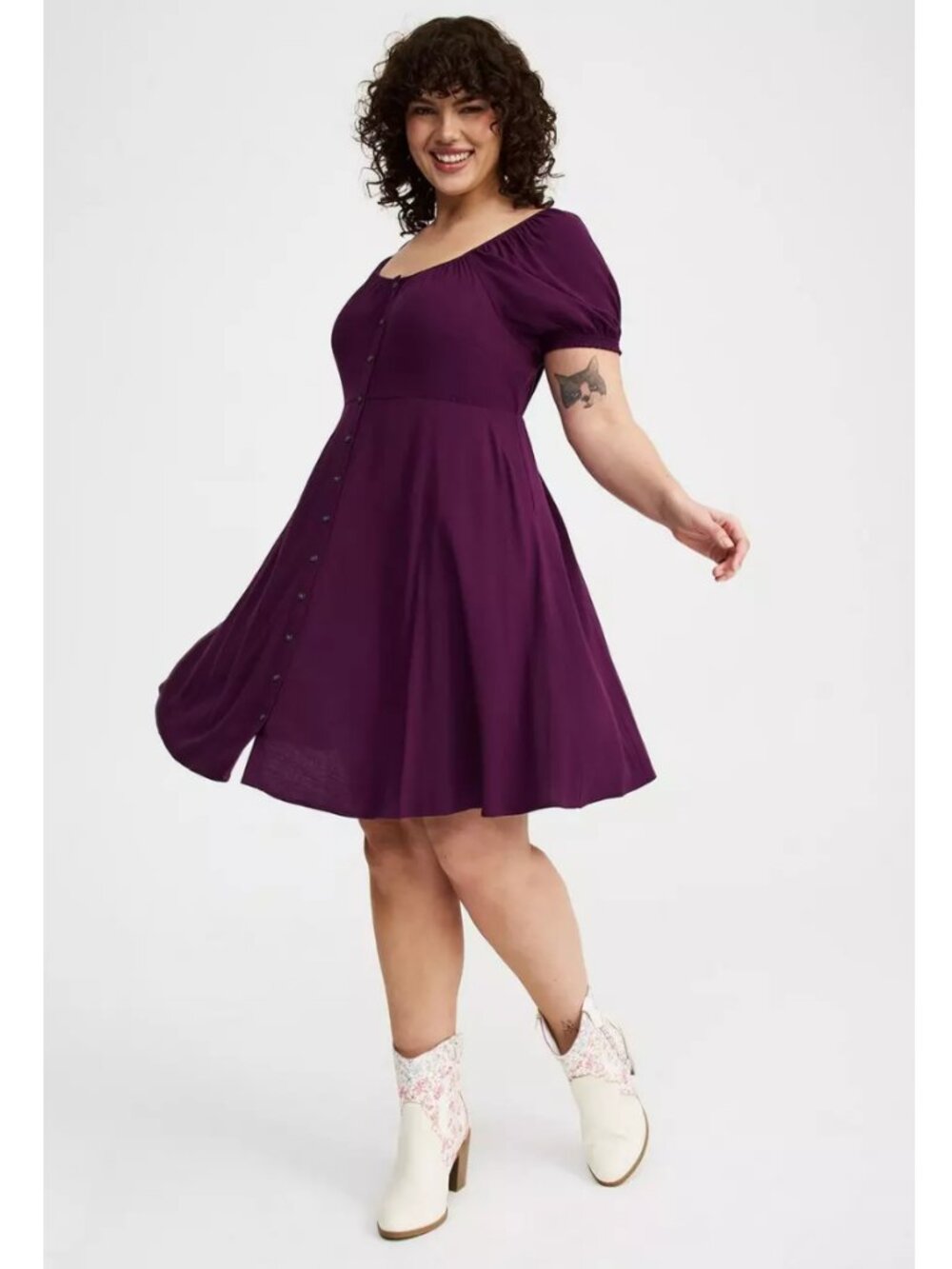 Torrid 1 Winter Bloom Button Front Skater Mini Dress 1X 14 16